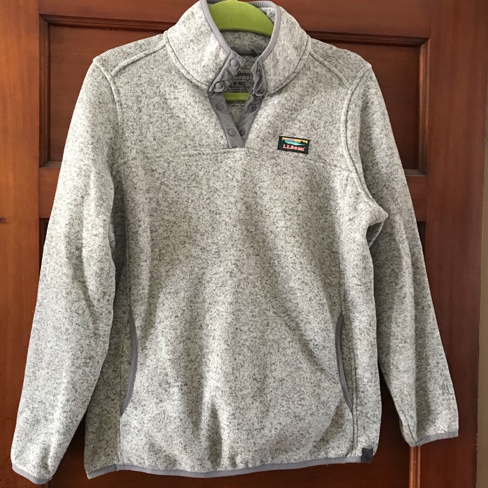 Womens M L.L.Bean Sweater Fleece Pullover in Pewter